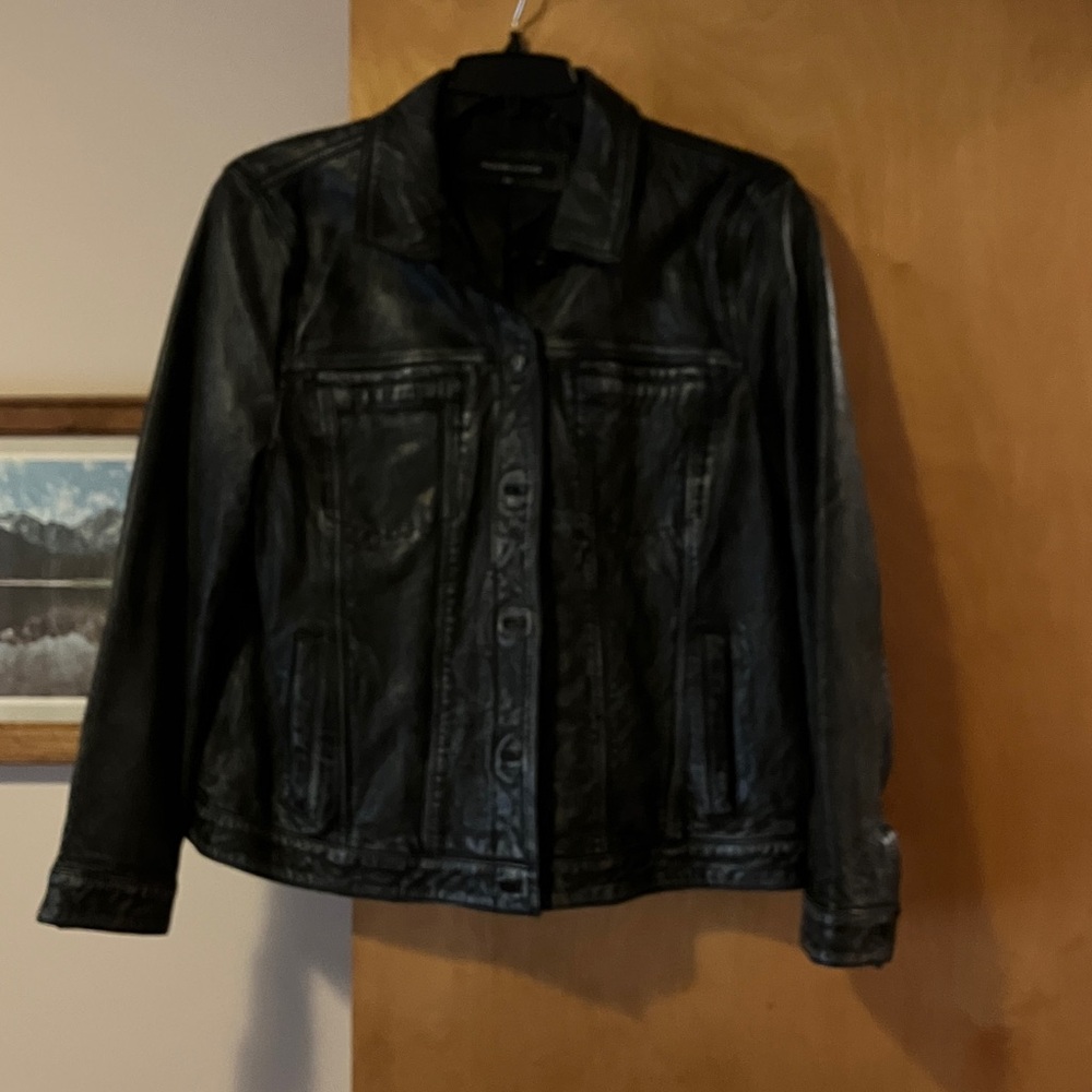 Addison Leather Denim Jacket - black size XXL